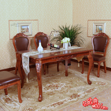 名欧典/欧式餐桌实木餐桌美式餐桌吃饭桌伸缩餐桌椅组合折叠雕花