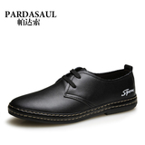 帕达索春秋季男士透气鞋子系带商务正装车缝线新款圆头低帮鞋