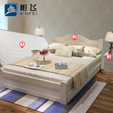 彬飞现代简约纯实木成人床婚床儿童床 床+单个床头柜+床垫