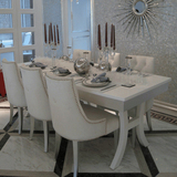 卡琪朵别墅样板房全屋定制新古典餐桌椅组合布艺餐椅白色实木家具