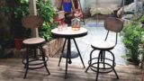 北欧复古铁艺咖啡餐饮厅桌椅实木茶几阳台户外酒吧桌椅休闲三件套