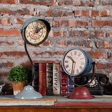 北欧美式欧式创意时尚家居台灯座钟摆件咖啡厅客厅台式钟复古时钟