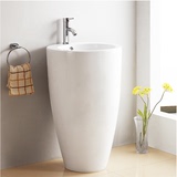 卫生间圆形连体立柱式洗手盆 一体陶瓷艺术洗脸盆 洗水池 台面盆