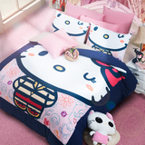 hello卡通kitty猫男女三 四件套床上用品床笠床裙单人被罩春夏3d4