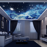 无缝吊顶天花板星空大型壁画 3d立体个性壁纸KTV主题房银河系墙纸
