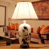 新中式陶瓷装饰田园台灯客厅 卧室床头灯具手绘荷花 景德镇唐英