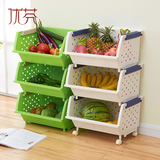 加厚大号3个装可叠加水果篮蔬菜筐厨房收纳箱塑料置物架储物箱盒