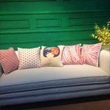 粉色红色加厚棉麻抱枕靠垫套含芯沙发靠枕办公室创意个性美式田园