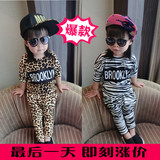 新款韩版女童女宝宝春装套装1-2-3岁4小童冬季豹纹长袖运动两件套