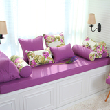 棉麻紫色纯色榻榻米坐垫阳台垫简约卧室定做 加厚窗台垫 飘窗垫