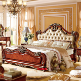 欧式 实木床双人床 高档雕花梳妆台梳妆凳四门衣柜 美式深色家具