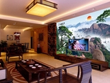 沙发电视背景墙布画墙纸壁纸大型壁画3D立体现代简约自然风景客厅