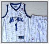 NBA正品魔术队1号麦迪球衣 麦迪篮球服套装 蓝白暗星真品刺绣球衣