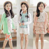 儿童夏季防晒服韩版童装女童纯色中长款针织开衫中大童薄款空调衫
