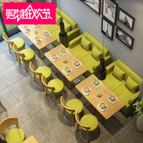 简约咖啡厅卡座沙发桌椅组合甜品奶茶店茶餐厅西餐厅餐桌椅实木椅