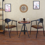 洽谈桌椅 美式铁艺实木休闲阳台咖啡厅酒吧甜品店桌椅组合 小圆桌