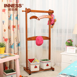 英尼斯 实木儿童衣帽架创意落地卧室衣架室内可移动挂衣架置物架