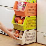 日本进口INOMATA 叠加式收纳筐 水果蔬菜收纳篮 厨房整理架置物筐