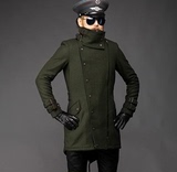 二战德国军官军大衣男士毛呢料修身风衣军装立领单排扣斜拉男装