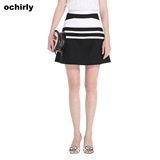 Ochirly欧时力新女装时尚撞色拼接高腰半身A字裙短裙1152072290