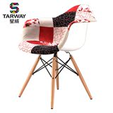欧式个性休闲椅塑料椅创意软包餐椅实木椅子办公椅高靠背伊姆斯椅