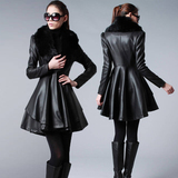 特价2015新款海宁皮衣加棉女士韩版修身中长款水洗皮女装风衣外套