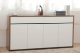 现代厨房家具实木烤漆4门碗柜带抽屉简易餐厅餐边柜橱柜储物柜