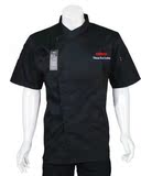 酒店中西餐厅咖啡厅厨师工作服夏装糕点大佬短袖黑色厨师长衣短袖