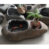 自然石头多肉花盆创意鹅卵石摆件阳台桌面插花水槽天然鱼缸 超大