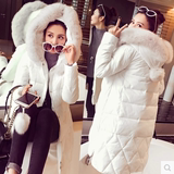女士长袖中长款棉衣2015棉服欧美毛领带帽棉袄冬装欧洲站女装外套