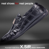 X.SIR男鞋 国际鳄鱼纹正品商务低帮日常男士驾车真皮开车休闲皮鞋