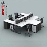 上海办公家具四人屏风办公桌组合/黑白员工位/办公室职员卡座