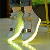 USB充电七彩发光灯鞋男女夜光情侣款荧光LED加绒鬼步舞运动板鞋子