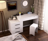 现代时尚小户型卧室梳妆台简约烤漆可伸缩翻盖式化妆桌带凳子组合