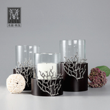 米兰映象现代中式简约芒果木制烛台创意木质蜡烛杯装饰工艺品摆件