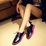 2016春季鞋子新款韩版学生女士厚底乐福鞋女子水染百搭大码低帮鞋