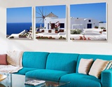 海边风景装饰画蓝色背景客厅画地中海风格无框画简约挂画欧式现代