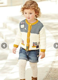 【现货】英国NEXT童装 2015新款女童白色拼接小老鼠毛衣开衫