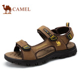 Camel骆驼男鞋 2016夏季新款日常户外休闲真皮魔术贴凉鞋