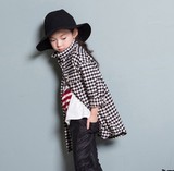 韩国正品代购女童装 中大童2015秋冬新款纯棉长袖磨毛格子外套