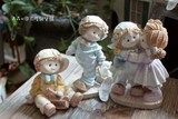 外贸出口样品美式乡村古董树脂娃娃情侣娃娃摆件情人节儿童节礼物
