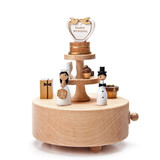 台湾jeancard木质旋转音乐盒/八音盒/结婚创意礼物婚礼蛋糕音乐盒