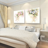 墙上挂画客厅装饰画沙发背景墙画卧室床头仿油画花卉双联挂画欧式
