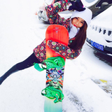 2015冬季新款户外女款滑雪服韩国花色滑雪衣保暖透气抗寒登山棉服