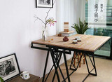 铁艺实木多功能变形升降折叠伸缩餐桌 创意梯形花架长方形置物架