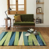 北欧宜家绿色条纹地毯客厅茶几沙发地毯卧室床边样板间地毯定制