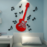 吉他亚克力3D水晶立体墙贴儿童房卡通幼儿园音符音乐教室宿舍装饰