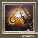 家居装饰画手工油画餐厅挂画壁画有框画红酒杯子V315
