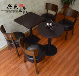 全实木复古西餐厅咖啡厅桌椅组合 奶茶店 甜品店茶餐厅桌椅批发