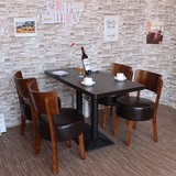 简约整装正方形咖啡西餐厅桌椅甜品奶茶店桌椅组合实木餐桌椅复古